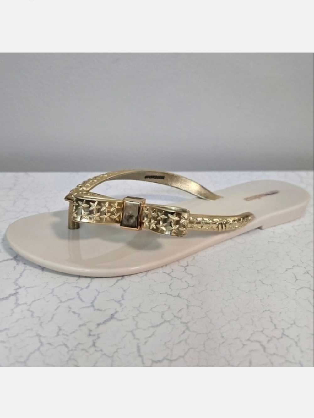 Mini Melissa Gold & Beige Flip-Flop Sandals, Size 1 (2-3)* ~ EUC